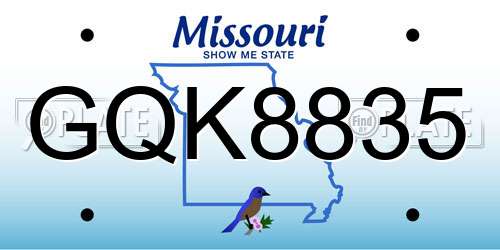 GQK8835 Missouri License Plate
