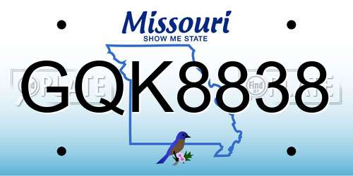 GQK8838 Missouri License Plate