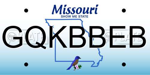 GQKBBEB Missouri License Plate