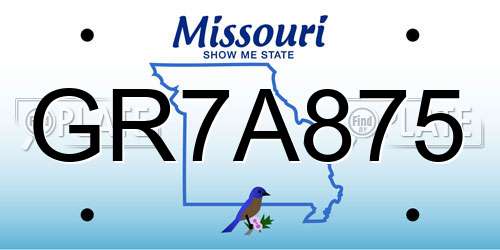 GR7A875 Missouri License Plate