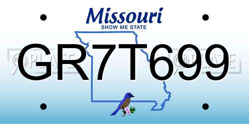 GR7T699 Missouri License Plate