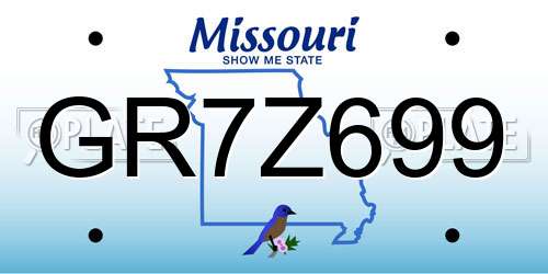 GR7Z699 Missouri License Plate