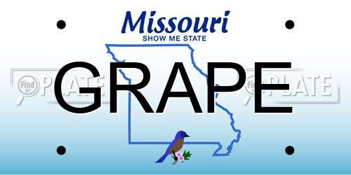 GRAPE Missouri License Plate
