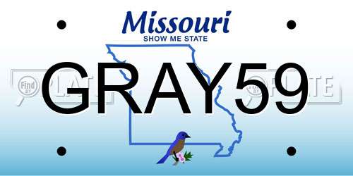 GRAY59 Missouri License Plate