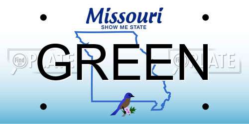 GREEN Missouri License Plate