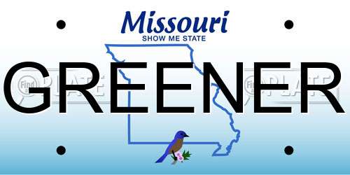 GREENER Missouri License Plate