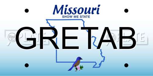 GRETAB Missouri License Plate