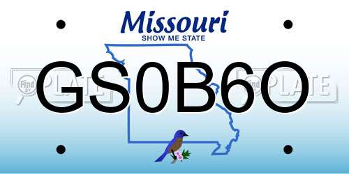 GS0B6O Missouri License Plate