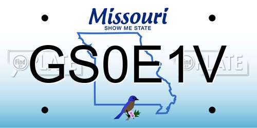 GS0E1V Missouri License Plate