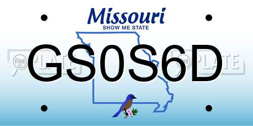 GS0S6D Missouri License Plate