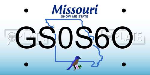 GS0S6O Missouri License Plate