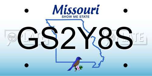 GS2Y8S Missouri License Plate
