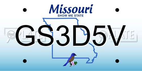GS3D5V Missouri License Plate
