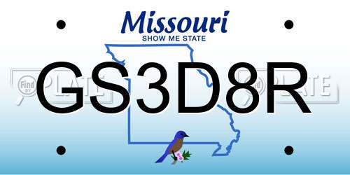 GS3D8R Missouri License Plate