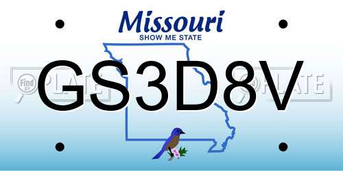 GS3D8V Missouri License Plate