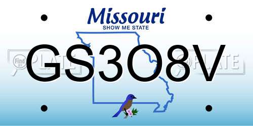 GS3O8V Missouri License Plate