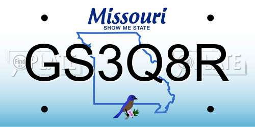 GS3Q8R Missouri License Plate
