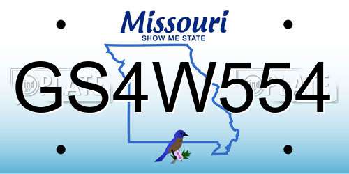 GS4W554 Missouri License Plate