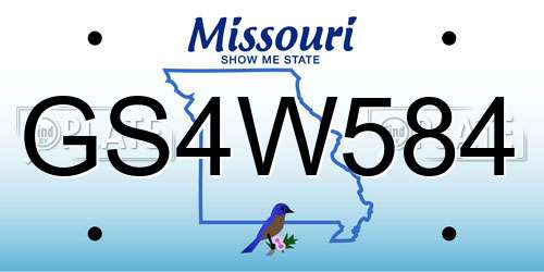GS4W584 Missouri License Plate
