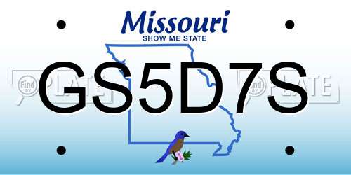 GS5D7S Missouri License Plate