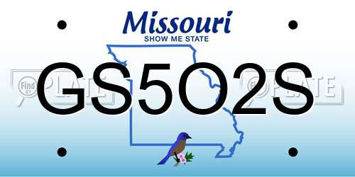 GS5O2S Missouri License Plate