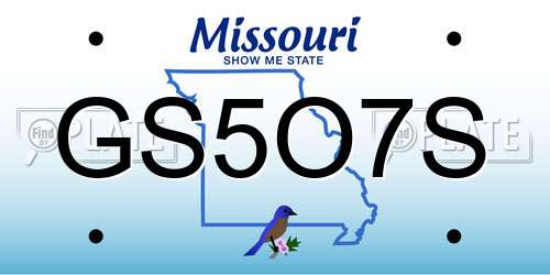 GS5O7S Missouri License Plate