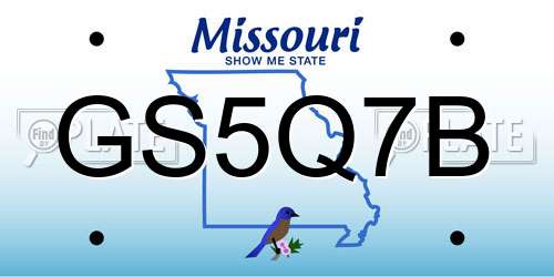 GS5Q7B Missouri License Plate