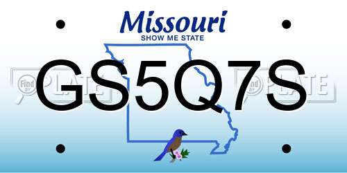 GS5Q7S Missouri License Plate