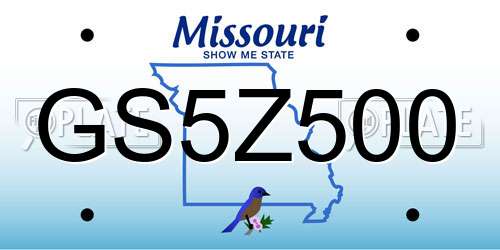 GS5Z500 Missouri License Plate