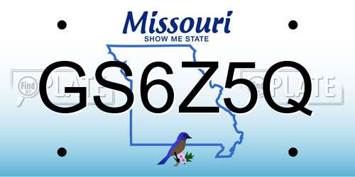 GS6Z5Q Missouri License Plate