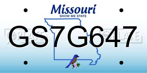 GS7G647 Missouri License Plate