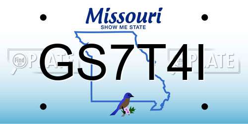 GS7T4I Missouri License Plate