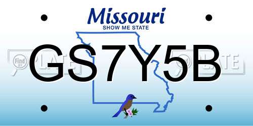 GS7Y5B Missouri License Plate