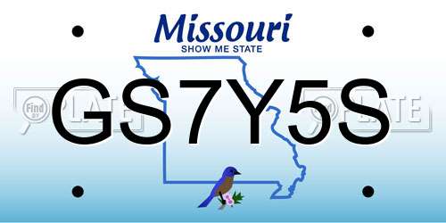 GS7Y5S Missouri License Plate
