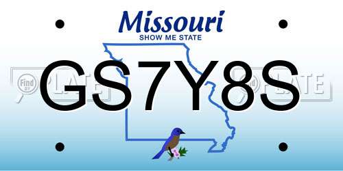 GS7Y8S Missouri License Plate