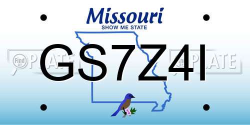 GS7Z4I Missouri License Plate