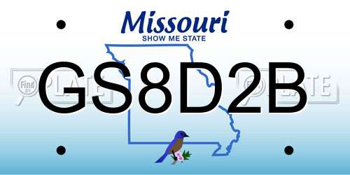 GS8D2B Missouri License Plate