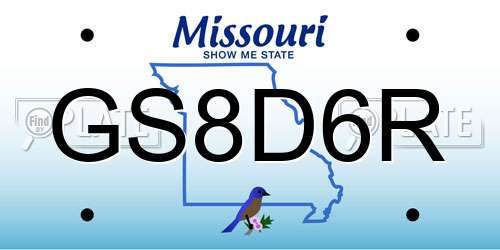 GS8D6R Missouri License Plate