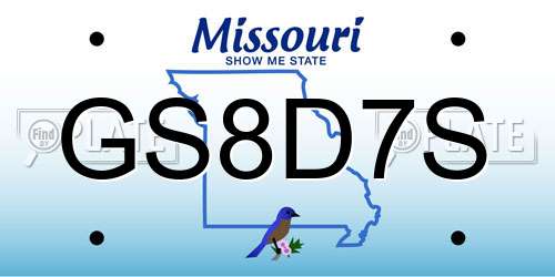 GS8D7S Missouri License Plate