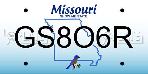 GS8O6R Missouri License Plate