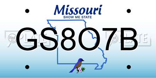 GS8O7B Missouri License Plate