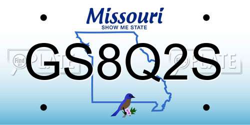 GS8Q2S Missouri License Plate