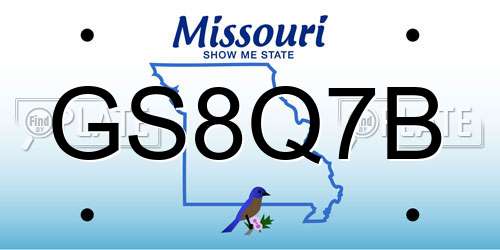 GS8Q7B Missouri License Plate
