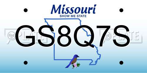 GS8Q7S Missouri License Plate