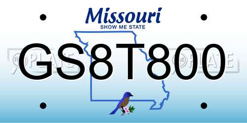 GS8T800 Missouri License Plate