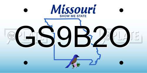 GS9B2O Missouri License Plate