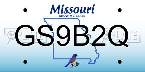 GS9B2Q Missouri License Plate