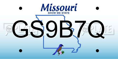 GS9B7Q Missouri License Plate