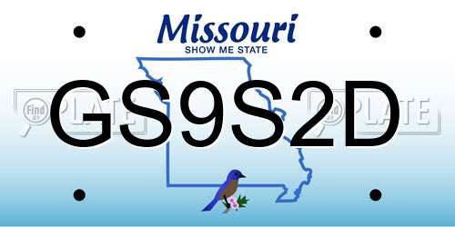 GS9S2D Missouri License Plate