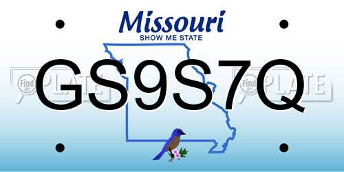GS9S7Q Missouri License Plate